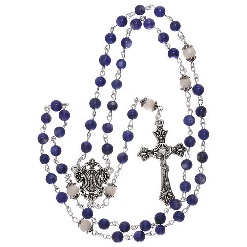 Rosary of Our Lady with blue freshwater pearls 4 mm 4