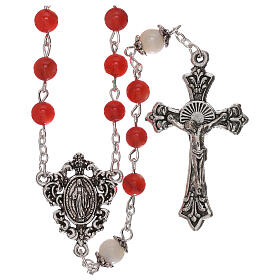 Rosary of Our Lady with red freshwater pearls 4 mm