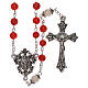 Rosary of Our Lady with red freshwater pearls 4 mm s1