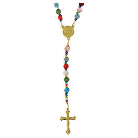 Murano glass rosary of Jubilee 2025, gold plated metal