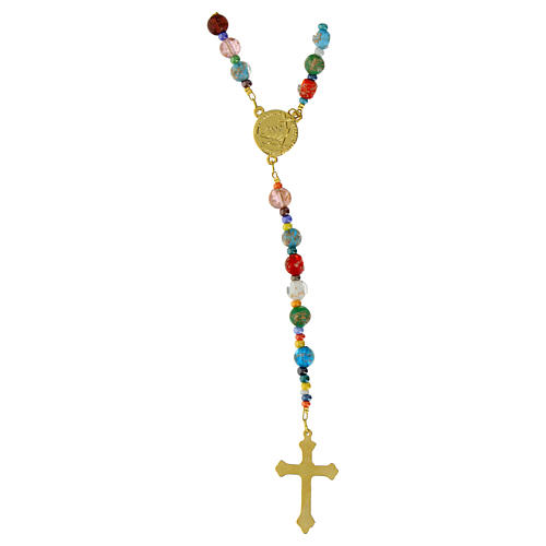 Murano glass rosary of Jubilee 2025, gold plated metal 2