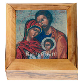 Rosary Case in olive wood - The Holy Family