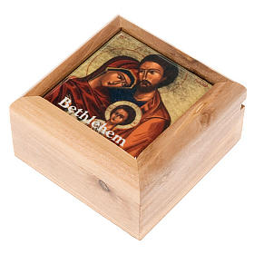 Portarosario caja de olivo Sagrada Familia