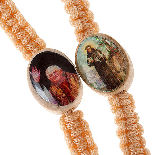 Light wood rosary with saints images 2