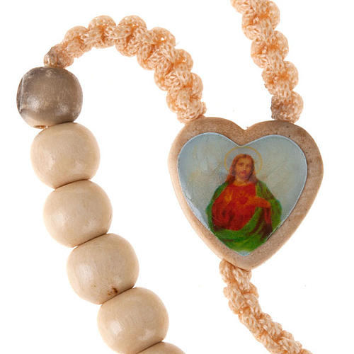 Light wood rosary with saints images 3