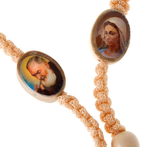 Light wood rosary with saints images 4