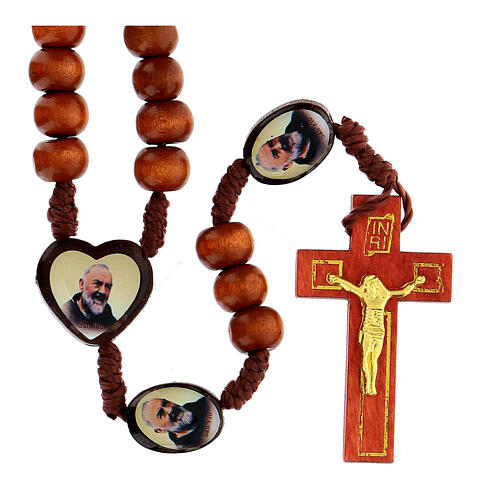Rosary with Padre Pio and Merciful Jesus in wood 1