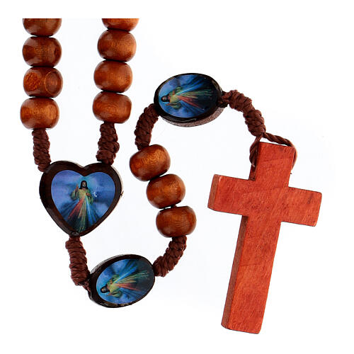 Rosary with Padre Pio and Merciful Jesus in wood 2