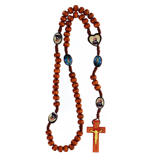 Rosary with Padre Pio and Merciful Jesus in wood 4