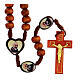 Rosary with Padre Pio and Merciful Jesus in wood s1