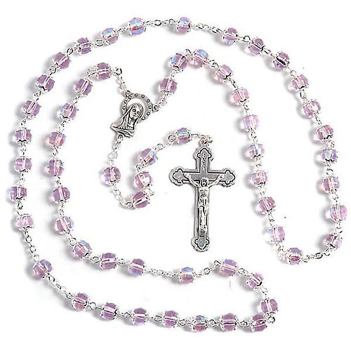 Pink glass rosary 1