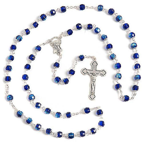 Blue glass rosary 1