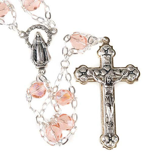 Double-chain pink crystal rosary 1