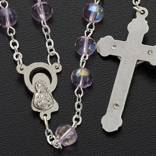 Pink faceted glass rosary 4