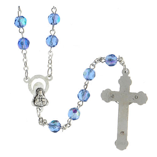 Light blue faceted glass rosary 2