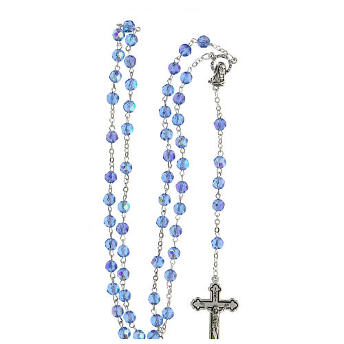 Light blue faceted glass rosary 4