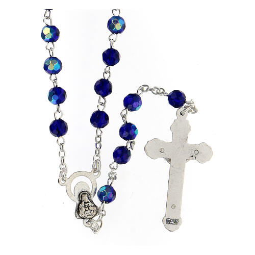Blue faceted glass rosary 2