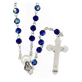 Blue faceted glass rosary