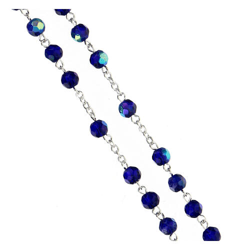 Blue faceted glass rosary 3