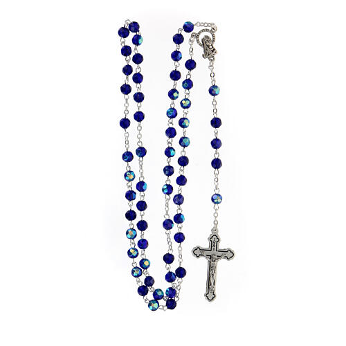 Blue faceted glass rosary 4