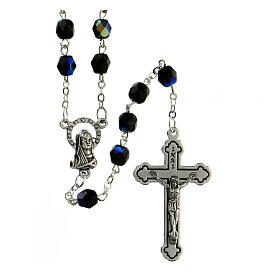 Black faceted glass rosary