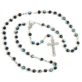 Chapelets en verre: Chapelet en verre, taille à facette,noir