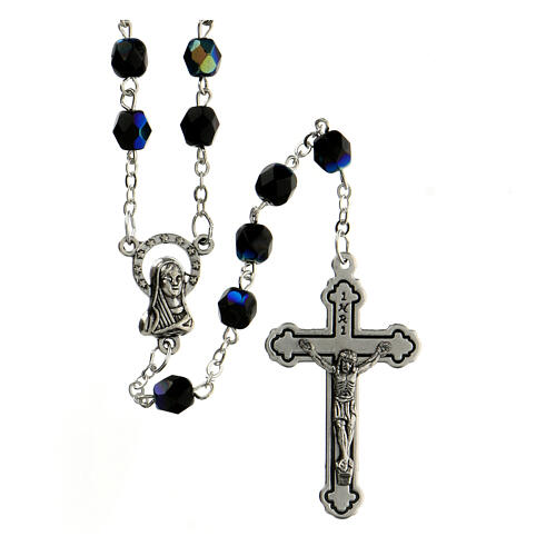 Black faceted glass rosary 1