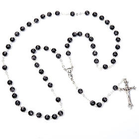 Speckled glass rosary, black brown