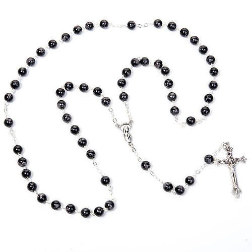 Speckled glass rosary, black brown 1