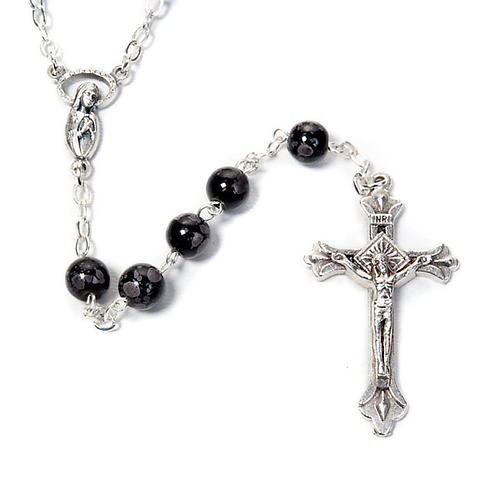 Speckled glass rosary, black brown 2