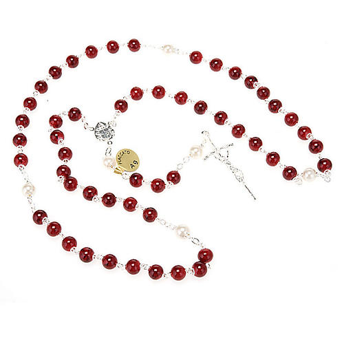 Silver plated and glass rosary 5