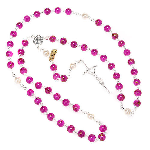 Silver plated and glass rosary 6