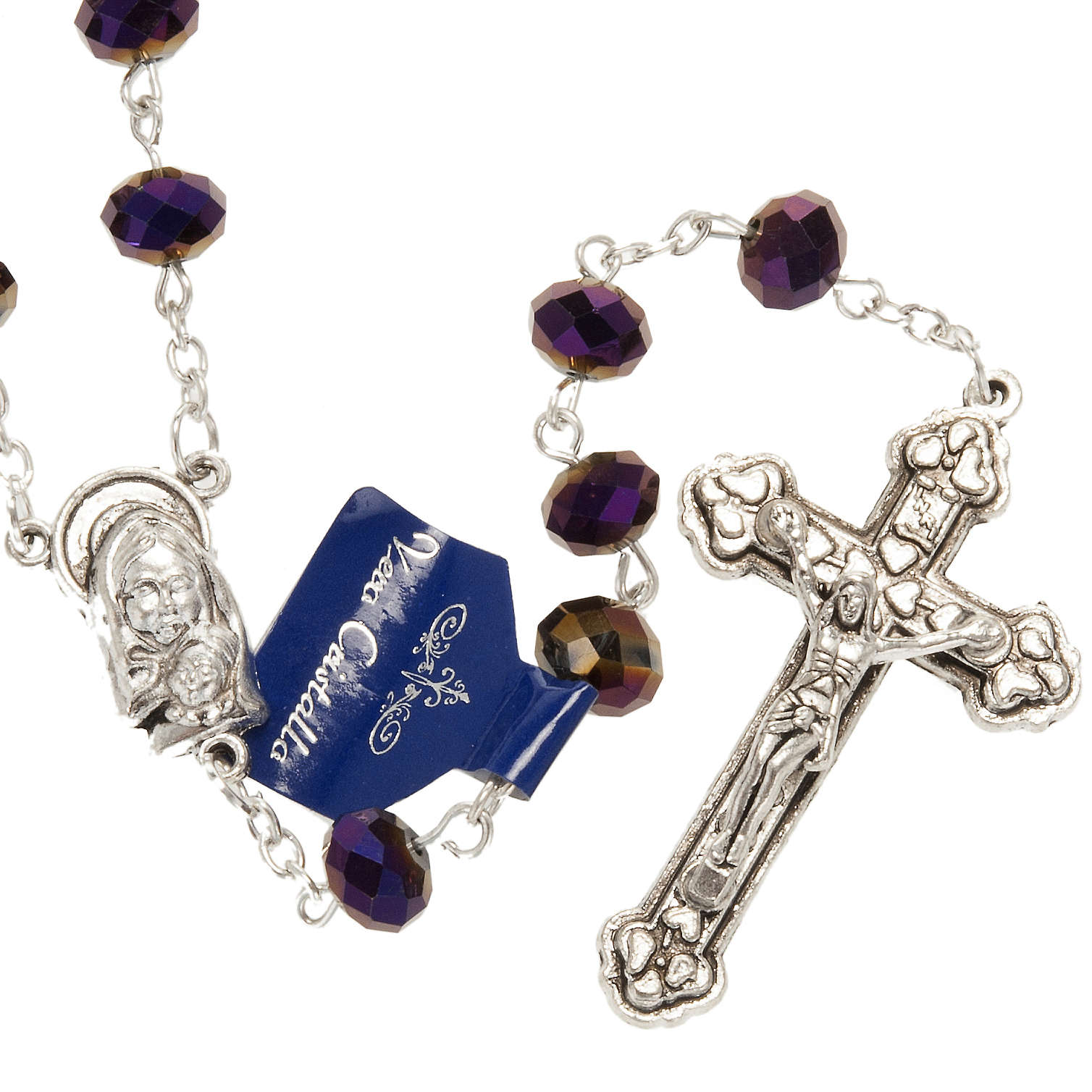Rosary with amethyst crystal 8x6mm online sales on HOLYART.co.uk