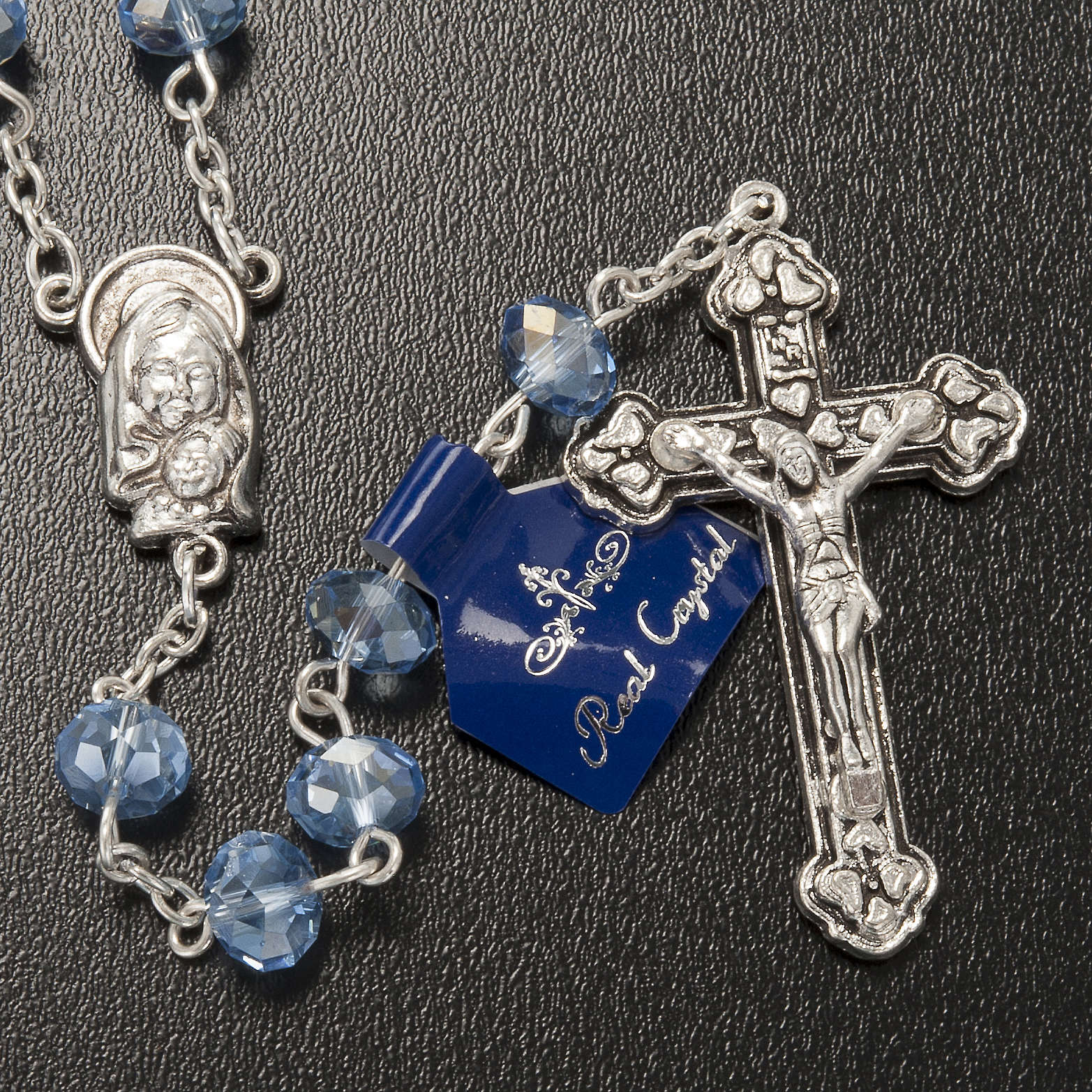 Rosary with sapphire crystal 8x6mm | online sales on HOLYART.com