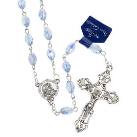 Rosario Virgen del Feruzzi cristal verdadero azul 9 x 6 mm.