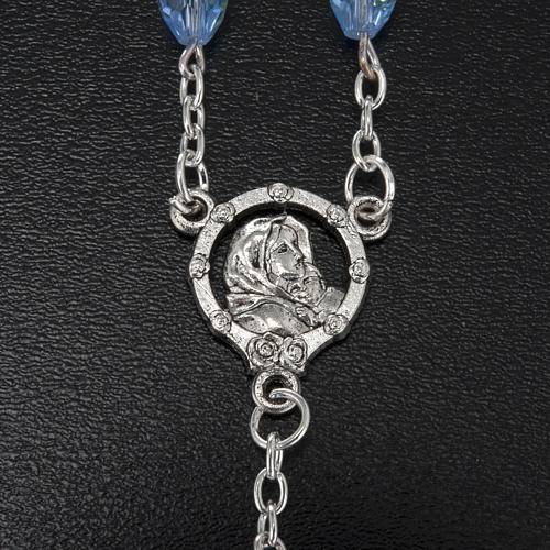 Różaniec Madonna Ferruzziego prawdziwy kryształ błękitny 9x6 mm 3