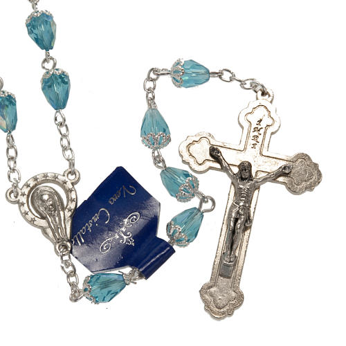 Rosary beads in crystal, with sea green drops 1