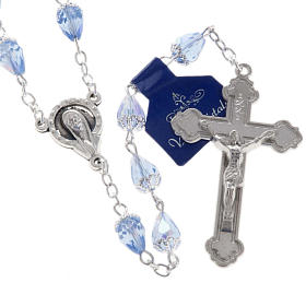 Rosary beads in crystal, with blue drops