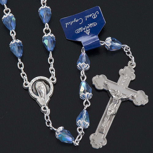Rosary beads in crystal, with blue drops 2