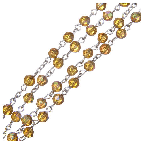 Rosary beads in crystal, 6mm, amber 3