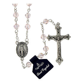 Rosary beads in crystal, 6mm, pink