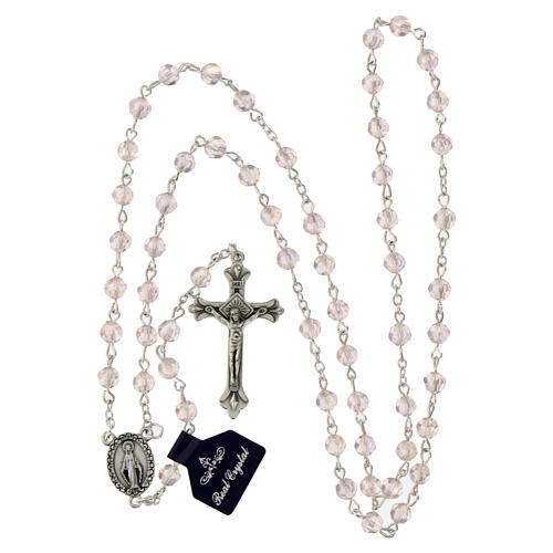 Rosary beads in crystal, 6mm, pink 4