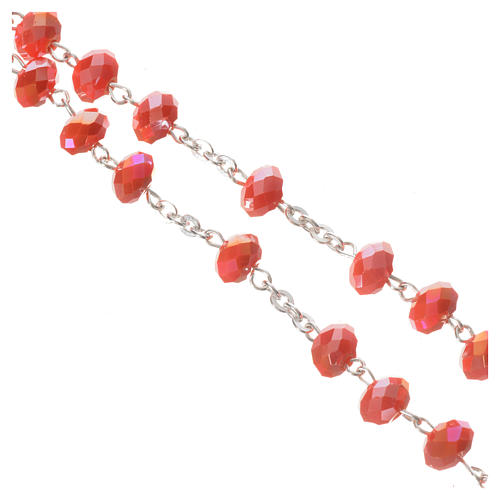 Rosary in opaque crystal and 800 silver, 6mm orange 4