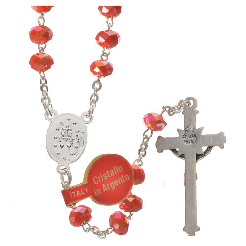 Rosary in opaque crystal and 800 silver, 6mm orange 2