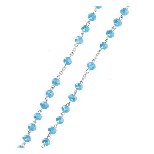 Rosenkranz Kristall opak himmelblau, mit Bindung aus Silber 800. 3