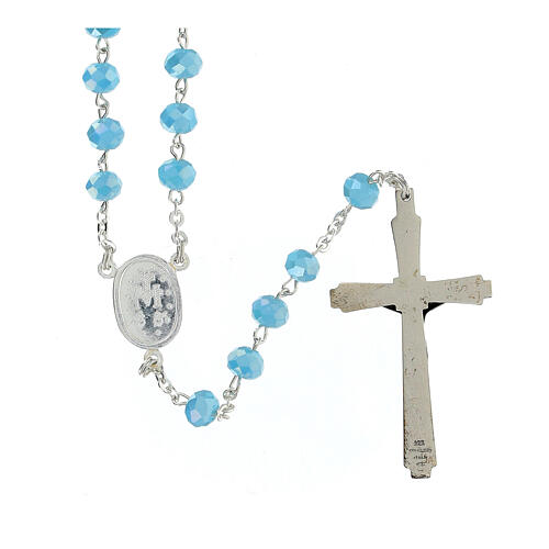 Rosary in opaque crystal and 800 silver, 6mm light blue 2