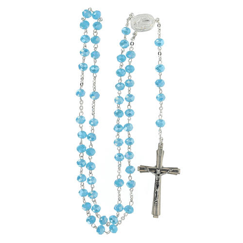 Rosary in opaque crystal and 800 silver, 6mm light blue 4