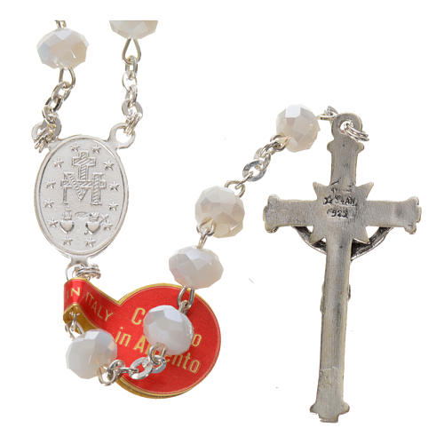 Rosary in opaque crystal and 800 silver, 6mm white 2