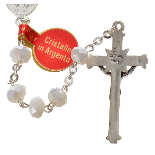 Rosary in opaque crystal and 800 silver, 6mm white 3