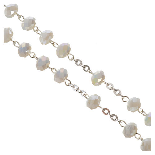 Rosary in opaque crystal and 800 silver, 6mm white 4